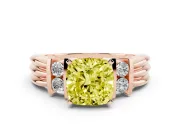 Cushion Cut Bar-Set Engagement Ring Setting for a Fancy Yellow Lab-Grown Diamond | Rose Gold