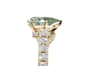 Pear-Shaped Pavé Solitaire Engagement Ring Setting for a Fancy Green Lab-Grown Diamond | Crossover Gallery | Yellow Gold