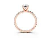 Emerald Cut Pavé Solitaire Engagement Ring Setting | Shared Prong Band | Rose Gold