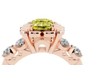 Emerald Cut Floral Engagement Ring Setting for a Fancy Yellow Lab-Grown Diamond | Petal Frame | Rose Gold