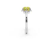 Cushion Cut Petal Halo Engagement Ring Setting for a Fancy Yellow Lab-Grown Diamond | Sterling Silver