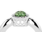 Fancy Green Pear Cut Diamond Halo Engagement Ring Set in Platinum with Plain Split Shank and Prong Setting