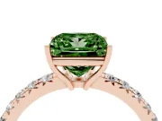 Princess Cut Pave Engagement Ring Setting for a Fancy Green Lab-Grown Diamond | Shared Prong Band | Rose Gold