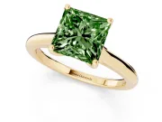 Princess Cut Cathedral Engagement Ring Setting for a Fancy Green Lab-Grown Diamond | Yellow Gold