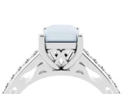 Radiant Cut Graduated Pave Cathedral Solitaire Engagement Ring Setting | Scroll Cut-Outs | Platinum