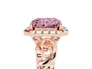 Radiant Cut Filigree Halo Engagement Ring Setting for a Fancy Pink Lab-Grown Diamond | Rose Gold