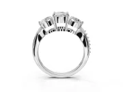 Cushion Cut Three Stone Engagement Ring Setting | Tapered Pave Band | White Gold