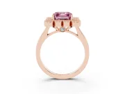 Asscher Cut Milgrain Cluster Halo Engagement Ring Setting for a Fancy Pink Lab-Grown Diamond | Plain Band | Rose Gold