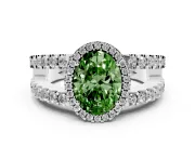 Oval Halo Split Shank Engagement Ring Setting for a Fancy Green Lab-Grown Diamond | Sterling Silver