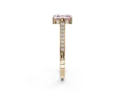 Asscher Cut Vintage Cathedral Engagement Ring Setting for a Fancy Pink Lab-Grown Diamond | Carved Band | Yellow Gold