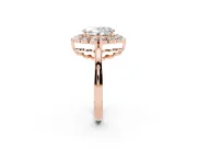 Oval Scalloped Cluster Halo Engagement Ring Setting | Plain Band | Rose Gold