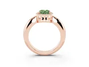 Fancy Green Oval Cut Diamond Halo Engagement Ring Set in Rose gold with Plain Split Shank and Prong Setting