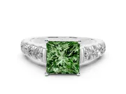Princess Cut Engagement Ring Setting for a Fancy Green Lab-Grown Diamond | Sterling Silver - Design NV-24643