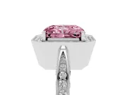 Radiant Cut Milgrain Halo Engagement Ring Setting for a Fancy Pink Lab-Grown Diamond | Side Stones | White Gold