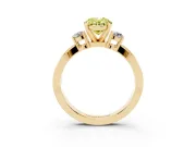 Fancy Yellow Three-Stone Oval Cut Diamond Twist Band Ring Set in Yellow gold with Pavé Accents and Prong Setting