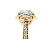 Cushion Cut Floral Pavé Engagement Ring Setting | Petal Accents | Yellow Gold