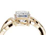 Radiant Cut Bypass Solitaire Engagement Ring Setting | Pavé and Plain Strands | Yellow Gold