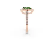 Fancy Green Pear Cut Diamond Halo Pavé Engagement Ring Set in Rose gold with Bezel Setting