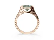 Princess Cut Vintage Cathedral Engagement Ring Setting for a Fancy Green Lab-Grown Diamond | Carved Band | Rose Gold
