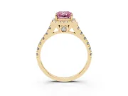 Radiant Cut Accented Halo Engagement Ring Setting for a Fancy Pink Lab-Grown Diamond | Yellow Gold