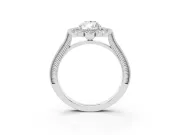 Pear-Shaped Vintage Scalloped Halo Engagement Ring Setting | Milgrain Pavé Band | White Gold