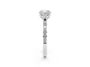 Cushion Cut Pave Solitaire Engagement Ring Setting | Fine Line Pave Band | Sterling Silver