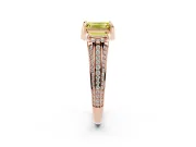 Fancy Yellow Emerald Cut Diamond Pavé Split Shank Solitaire Ring Set in Rose gold with Prong Setting