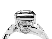 Asscher Cut Twisted Bypass Engagement Ring Setting for a Black Center | Accented Leaves | Platinum