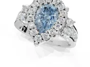 Pear-Shaped Halo Engagement Ring Setting for a Fancy Blue Lab-Grown Diamond | Graduated Channel Band | Platinum
