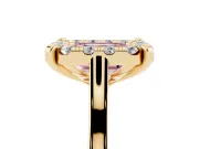 Emerald Cut Claw Corner Halo Engagement Ring Setting for a Fancy Pink Lab-Grown Diamond | Slim Plain Band | Yellow Gold