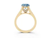 Heart-Shaped Graduated Pavé Engagement Ring Setting for a Fancy Blue Lab-Grown Diamond | Yellow Gold