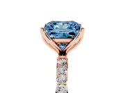 Princess Cut Pave Engagement Ring Setting for a Fancy Blue Lab-Grown Diamond | Slim Band | Rose Gold