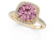 Round Halo Engagement Ring Setting for a Fancy Pink Lab-Grown Diamond | Yellow Gold - Design NV-24729