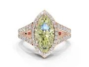 Marquise Halo Pavé Engagement Ring Setting for a Fancy Yellow Lab-Grown Diamond | Narrow Split Shank | Rose Gold