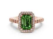Radiant Cut Milgrain Halo Engagement Ring Setting for a Fancy Green Lab-Grown Diamond | Beaded Shoulders | Rose Gold