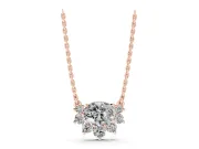 Oval Lab-Grown Diamond East-West Cluster Pendant Necklace | Graduated Accents | Rose Gold