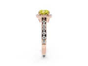 Cushion Cut Accented Halo Engagement Ring Setting for a Fancy Yellow Lab-Grown Diamond | Rose Gold