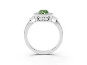 Fancy Green Pear Cut Diamond Halo Engagement Ring Set in White gold with Milgrain Pavé Band