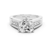 Heart-Shaped Channel-Set Engagement Ring Setting | Princess Side Stones | Sterling Silver