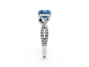 Fancy Blue Asscher Cut Diamond Twist Pavé Solitaire Engagement Ring Set in Silver with Prong Setting