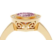 Heart-Shaped Milgrain Halo Engagement Ring Setting for a Fancy Pink Lab-Grown Diamond | Yellow Gold