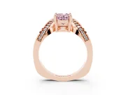 Oval Bypass Engagement Ring Setting for a Fancy Pink Lab-Grown Diamond | Pavé Ribbon | Rose Gold