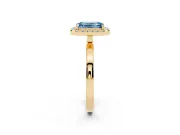 Emerald Cut Thin Halo Engagement Ring Setting for a Fancy Blue Lab-Grown Diamond | Plain Polished Band | Yellow Gold