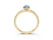 Pear-Shaped Pave Solitaire Engagement Ring Setting for a Fancy Blue Lab-Grown Diamond | Shared Prong Band | Yellow Gold