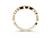 Round Lab-Grown Diamond Milgrain Deep Curve Wedding Band | Sculpted Shoulders | Yellow Gold