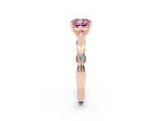 Fancy Pink Cushion Cut Diamond Solitaire Twisted Band Ring Set in Rose gold with Accent Stones and Prong Setting