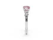 Princess Cut Five Stone Engagement Ring Setting for a Fancy Pink Lab-Grown Diamond | Prong Set Side Stones | White Gold