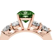 Cushion Cut Five Stone Engagement Ring Setting for a Fancy Green Lab-Grown Diamond | Prong Set Side Stones | Rose Gold