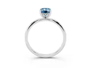 Fancy Blue Emerald Cut Diamond Solitaire Engagement Ring Set in Silver with Prong Setting and Polished Band