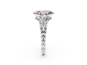 Fancy Pink Marquise Cut Diamond Three-Stone Ring Set in White gold with Braided Band